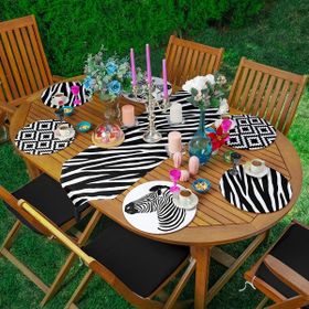 RealHomes Renkli 34x34 cm 6-1'li Siyah Beyaz Zebra Desen Tasarımlı Supla Runner Seti