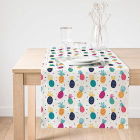 Realhomes Renkli Ananas Motifli Özel Tasarım Modern Süet Runner