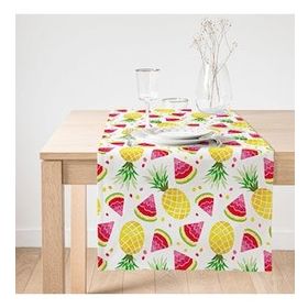 Realhomes Renkli Ananas ve Karpuz Motifli Özel Tasarımlı Süet Runner