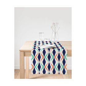 Realhomes Renkli Geometrik Desenli Dijital Baskılı Modern Süet Runner