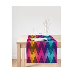 Realhomes Renkli Zigzag Desenli Dijital Baskılı Modern Süet Runner