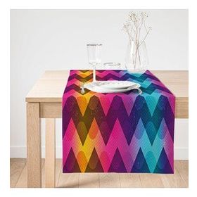 Realhomes Renkli Zigzag Desenli Dijital Baskılı Modern Süet Runner