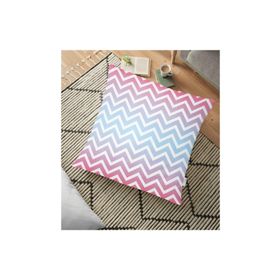 RealHomes Renkli Zigzag Tasarımlı 3D Dijital Baskılı 70x70 cm Yer Minderi