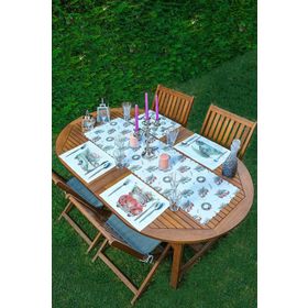 Realhomes Runner-Set331 4-1 Çam Ağaçlı Araba Desenli Amerikan Servis ve Runner Seti Servi