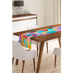 Realhomes RUNNER3745 Mavi Zeminde Renkli Çiçekler Modern Runner