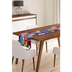Realhomes RUNNER3745 Mavi Zeminde Renkli Çiçekler Modern Runner