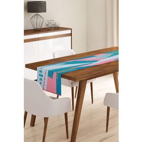 Realhomes RUNNER3896 Mavi Suluboya Desenli Dijital Baskılı Modern Runner