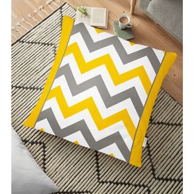 RealHomes Sarı Gri Zigzag Desenli Dijital Baskılı 70x70 cm Yer Minderi