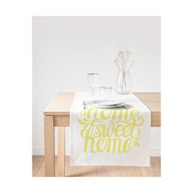 Realhomes Sarı Home Sweet Home Dekoratif Süet Runner