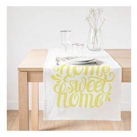 Realhomes Sarı Home Sweet Home Dekoratif Süet Runner