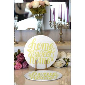 RealHomes Sarı Home Sweet Home Modern 2 1 Yuvarlak Servis Altlığı Supla