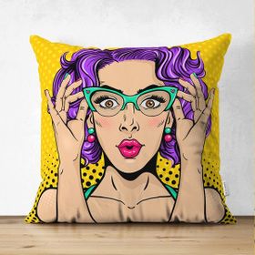 RealHomes Sarı Puanlı Popart Desenli Çift Taraflı Dekoratif Süet Yastık Kırlent Kılıfı