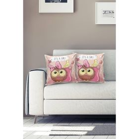 Realhomes Sevimli Baykuş Dijital Baskılı Yastık Kırlent Kılıfı