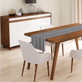RealHomes Siyah Beyaz Çizgili Dekoratif Runner