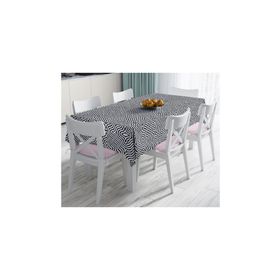 RealHomes Siyah Geometrik Çizgiler Özel Tasarımlı Dekoratif Leke Tutmaz 120x140 cm Masa Örtüsü