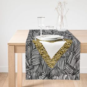 Realhomes Siyah Onedraw Çizimli Gold Renkli Kalp Desenli Dijital Baskılı Özel Tasarım Süet Runner