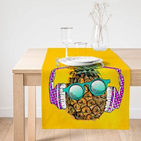 Realhomes Summer Ananas Tasarımlı Dekoratif Özel Tasarım Süet Runner