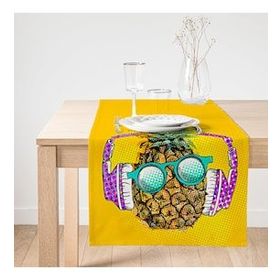 Realhomes Summer Ananas Tasarımlı Dekoratif Özel Tasarım Süet Runner
