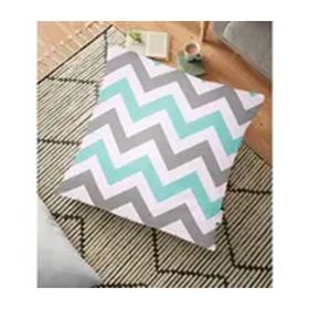 RealHomes Turkuaz Gri Zigzag Desenli Dijital Baskılı Modern 70x70 cm Yer Minderi