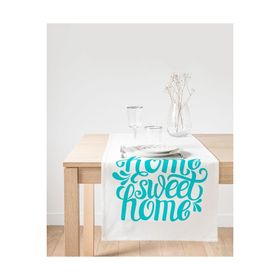 Realhomes Turkuaz Home Sweet Home Dijital Baskılı Süet Runner
