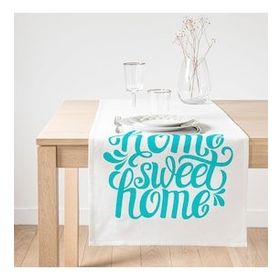 Realhomes Turkuaz Home Sweet Home Dijital Baskılı Süet Runner
