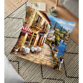 RealHomes Yağlı Boya Alaçatı Temalı Dijital Baskılı Dekoratif 70x70 cm Yer Minderi