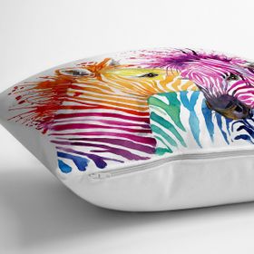 Realhomes YER-217 Zebra Desenli Dijital Baskılı Dekoratif 70x70 cm Yer Minderi