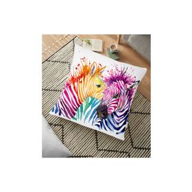 Realhomes YER-217 Zebra Desenli Dijital Baskılı Dekoratif 70x70 cm Yer Minderi