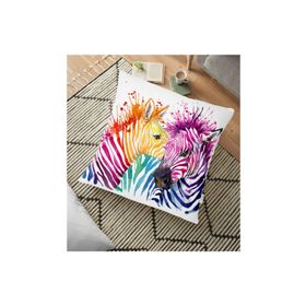 Realhomes YER-217 Zebra Desenli Dijital Baskılı Dekoratif 70x70 cm Yer Minderi
