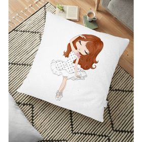 RealHomes YER-2326 Fashion Girl Desenli Dekoratif 70x70 cm Yer Minderi