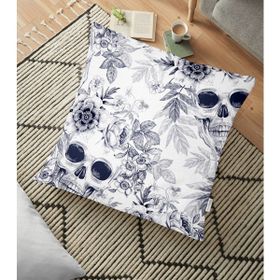 RealHomes YER-2348 Kurukafa ve Çiçekler Motifli Dekoratif 70x70 cm Yer Minderi