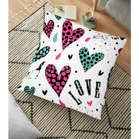 RealHomes YER-2355 Kalpli Love Desenli Dekoratif 70x70 cm Yer Minderi