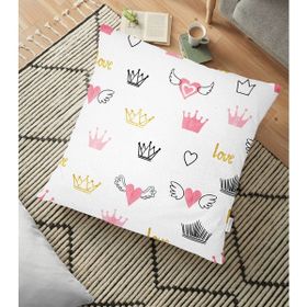 RealHomes YER-2526 Kanatlı Kalp Desenli Love Motifli 70x70 cm Yer Minderi