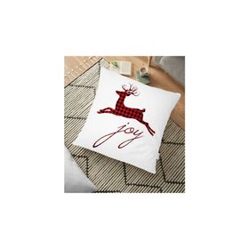 RealHomes YER-3060 Joy Ekose Geyik Desenli Dekoratif 70x70 cm Yer Minderi