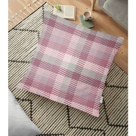 RealHomes YER-3092 Gri Zeminli Ekose Desenli Dekoratif 70x70 cm Yer Minderi