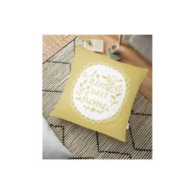 RealHomes YER-311 Home Sweet Home Dijital Baskılı Dekoratif 70x70 cm Yer Minderi