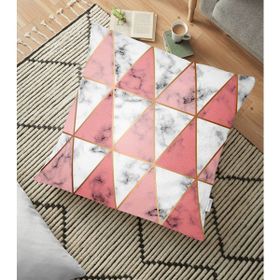 RealHomes YER-3148 Geometrik Üçgen Şekilli Mermer Desenli 70x70 cm Yer Minderi