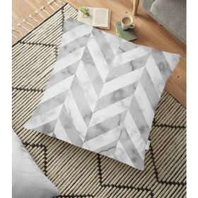 RealHomes YER-3153 Mermer Zeminli Siyah Geometrik Desenli Modern 70x70 cm Yer Minderi
