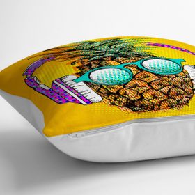 RealHomes YER-3168 Summer Ananas Tasarımlı Dekoratif 70x70 cm Yer Minderi