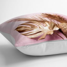 RealHomes YER-3173 3D Yaprak ve Ananas Desenli Özel Tasarım 70x70 cm Yer Minderi