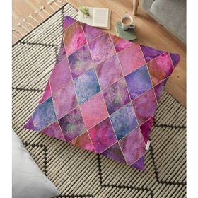 RealHomes YER-3176 Geometrik Pudra Renkler Modern Tasarımlı Dekoratif 70x70 cm Yer Minderi