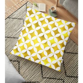 RealHomes YER-3196 Geometrik Altın Renkte Desenler Modern 70x70 cm Yer Minderi