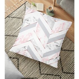 RealHomes YER-3251 Mermer Zeminli Geometrik Tasarımlı 70x70 cm Yer Minderi