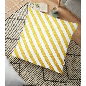 RealHomes YER-3255 Modern Altın Çizgiler Özel Tasarımlı 70x70 cm Yer Minderi