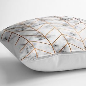 RealHomes YER-3264 Mermer Zeminli Geometrik Desenli Modern 70x70 cm Yer Minderi