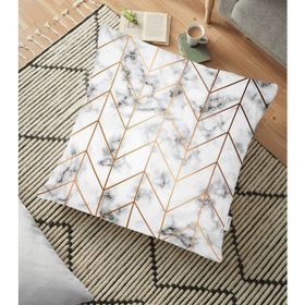 RealHomes YER-3264 Mermer Zeminli Geometrik Desenli Modern 70x70 cm Yer Minderi