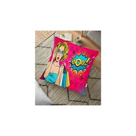 RealHomes YER-3278 Pempe Pop Art Wow Tasarımlı Dekoratif 70x70 cm Yer Minderi