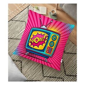 RealHomes YER-3280 Pop Art Wow TV Desenli Dekoratif 70x70 cm Yer Minderi