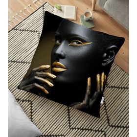 RealHomes YER-3332 African Gold Kadın Özel Tasarımlı Dekoratif 70x70 cm Yer Minderi
