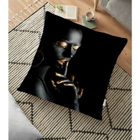 RealHomes YER-3350 Siyahı Kadın Motifli Özel Tasarım 70x70 cm Yer Minderi